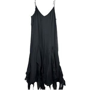 White House Black Market Women’s Size 2 Black Silk Ruffled Dress